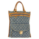 LOUIS VUITTON Monogram Denim Flat Shopper Tote Bag Blue M95018 LV Auth 144442-1