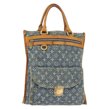 LOUIS VUITTON Monogram Denim Flat Shopper Tote Bag Blue M95018 LV Auth 144442