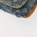 LOUIS VUITTON Monogram Denim Flat Shopper Tote Bag Blue M95018 LV Auth 144442-12