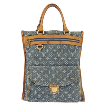 LOUIS VUITTON Monogram Denim Flat Shopper Tote Bag Blue M95018 LV Auth 144442 - 0