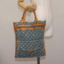 LOUIS VUITTON Monogram Denim Flat Shopper Tote Bag Blue M95018 LV Auth 144442-23