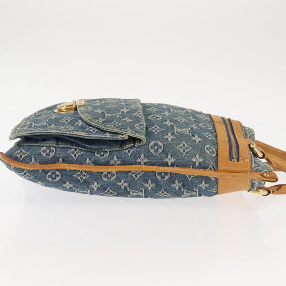 LOUIS VUITTON Monogram Denim Flat Shopper Tote Bag Blue M95018 LV Auth 144442