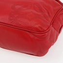 LOEWE Anagram Chain Shoulder Bag Leather Red Gold Auth 144443V-9