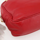 LOEWE Anagram Chain Shoulder Bag Leather Red Gold Auth 144443V-14