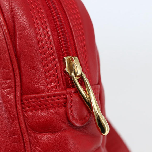 LOEWE Anagram Chain Shoulder Bag Leather Red Gold Auth 144443V