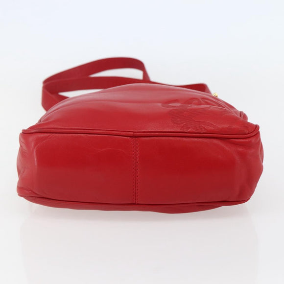 LOEWE Anagram Chain Shoulder Bag Leather Red Gold Auth 144443V