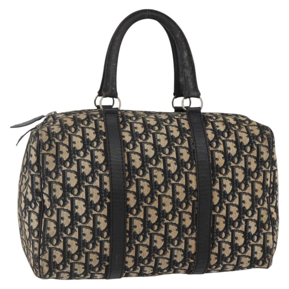 Christian Dior Trotter Canvas Hand Bag Navy Silver Auth 144464