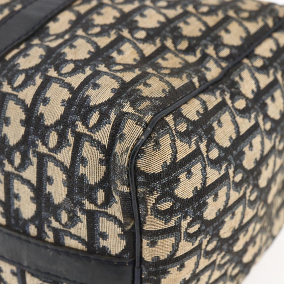 Christian Dior Trotter Canvas Hand Bag Navy Silver Auth 144464