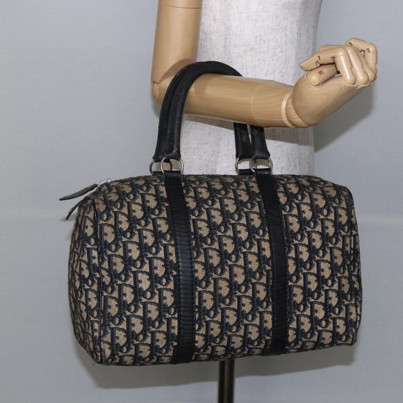 Christian Dior Trotter Canvas Hand Bag Navy Silver Auth 144464