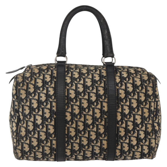 Christian Dior Trotter Canvas Hand Bag Navy Silver Auth 144464