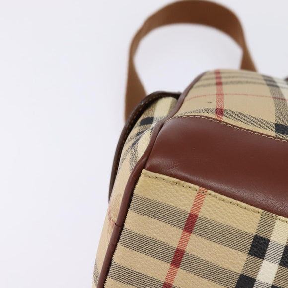 BURBERRY Nova Check Backpack PVC Beige Gold Auth 144466