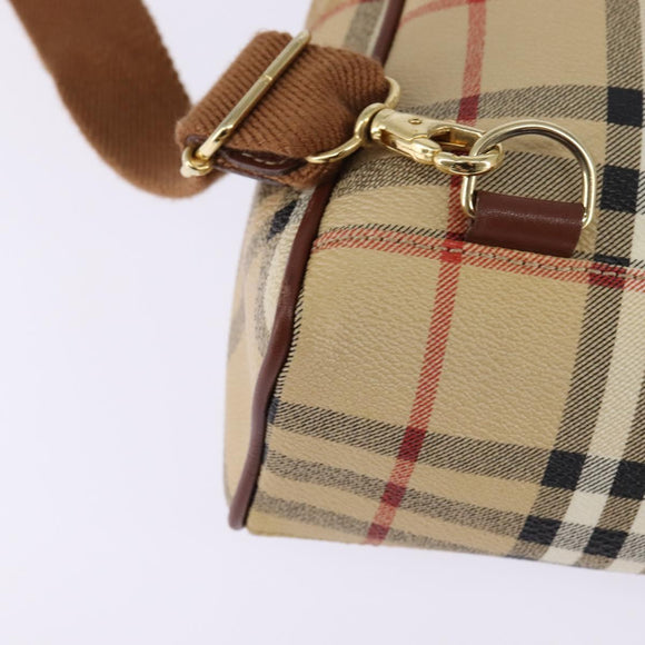 BURBERRY Nova Check Rugzak PVC Beige Goud Auth 144466