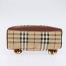BURBERRY Nova Check Rugzak PVC Beige Goud Auth 144466-5