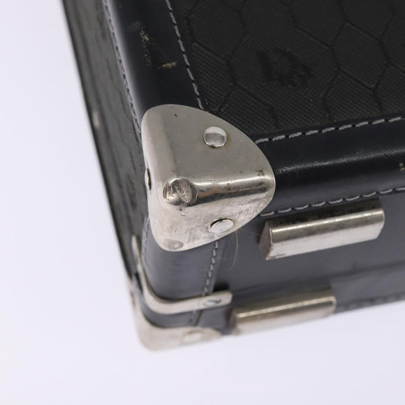 Christian Dior Honeycomb Canvas Attache case Trunk Black Auth 144467
