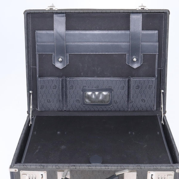 Christian Dior Honeycomb Canvas Attache case Trunk Black Auth 144467