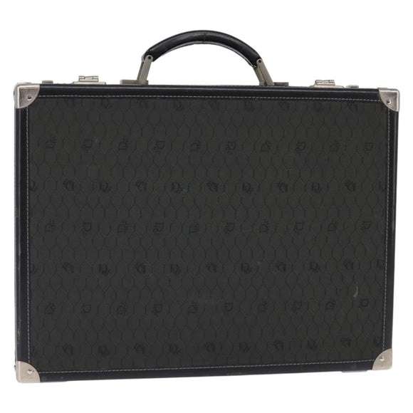 Christian Dior Honeycomb Canvas Attache case Trunk Black Auth 144467
