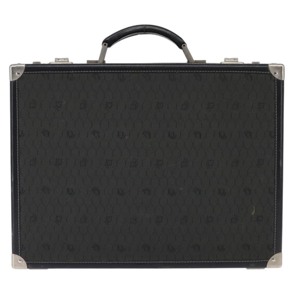Christian Dior Honeycomb Canvas Attache case Trunk Black Auth 144467