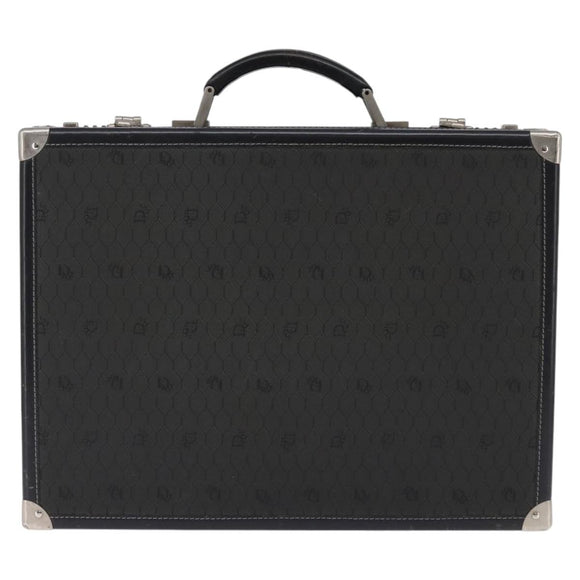 Christian Dior Honeycomb Canvas Attache case Trunk Black Auth 144467