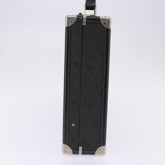 Christian Dior Honeycomb Canvas Attache case Trunk Black Auth 144467