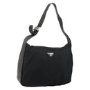 PRADA Shoulder Bag Nylon Black Silver Auth 144476-1