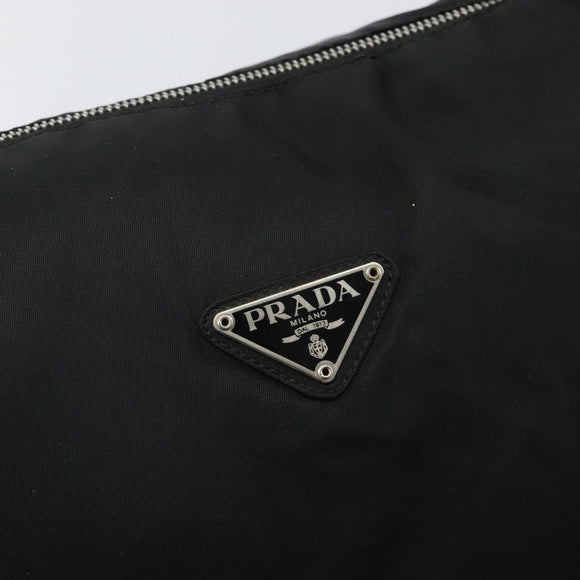 PRADA Shoulder Bag Nylon Black Silver Auth 144476