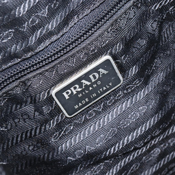 PRADA Shoulder Bag Nylon Black Silver Auth 144476