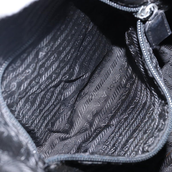 PRADA Shoulder Bag Nylon Black Silver Auth 144476
