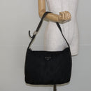 PRADA Shoulder Bag Nylon Black Silver Auth 144476-22