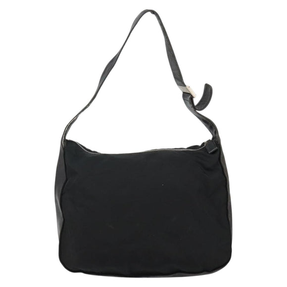 PRADA Shoulder Bag Nylon Black Silver Auth 144476
