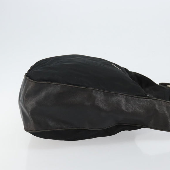 PRADA Shoulder Bag Nylon Black Silver Auth 144476