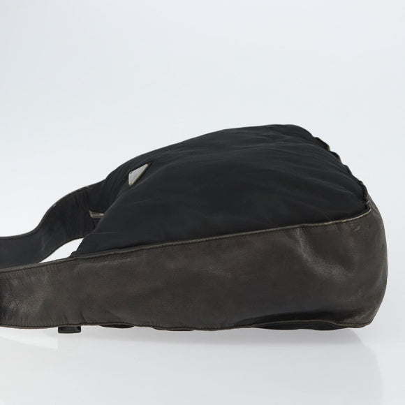 PRADA Shoulder Bag Nylon Black Silver Auth 144476