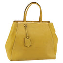 FENDI Hand Bag Leather Yellow Gold Auth 144480-1