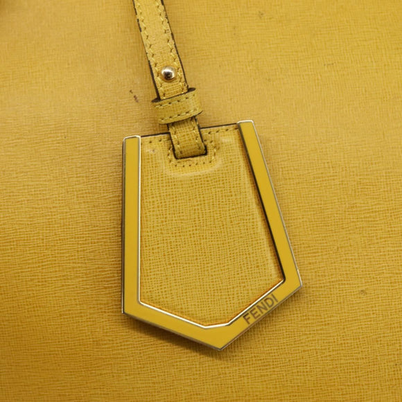 FENDI Hand Bag Leather Yellow Gold Auth 144480
