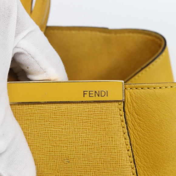 FENDI Hand Bag Leather Yellow Gold Auth 144480