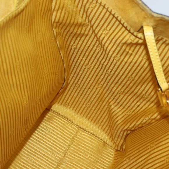 FENDI Hand Bag Leather Yellow Gold Auth 144480
