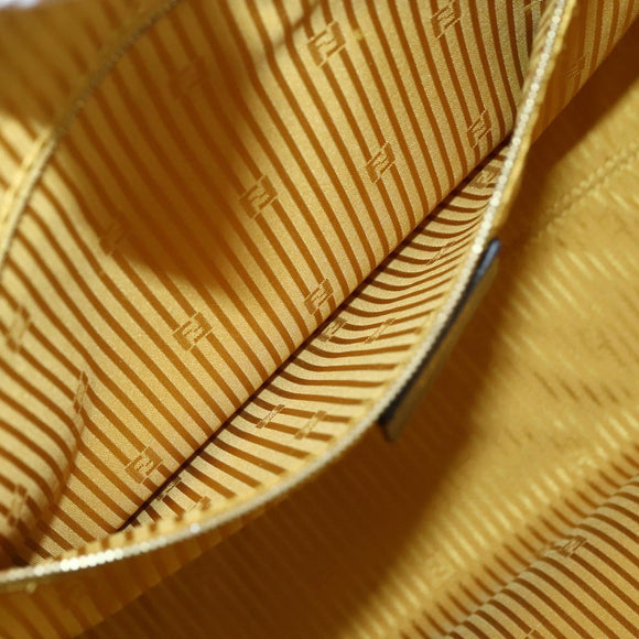 FENDI Hand Bag Leather Yellow Gold Auth 144480