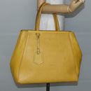 FENDI Hand Bag Leather Yellow Gold Auth 144480-25