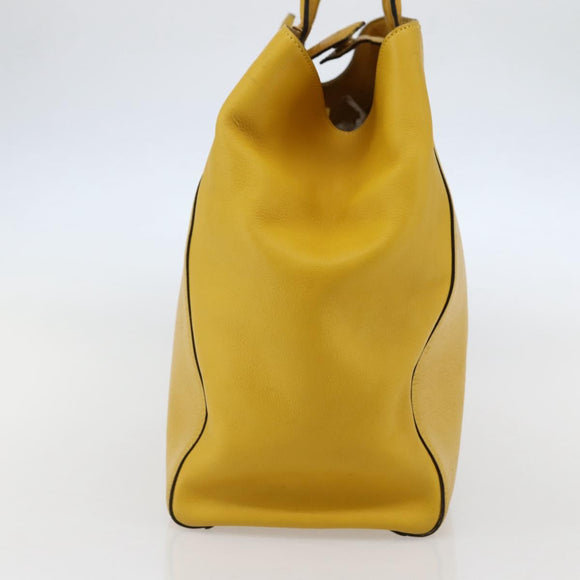 FENDI Hand Bag Leather Yellow Gold Auth 144480
