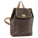 CELINE Macadam Canvas Backpack PVC Leather Brown Gold Auth 144490-1