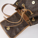 CELINE Macadam Canvas Backpack PVC Leather Brown Gold Auth 144490-21