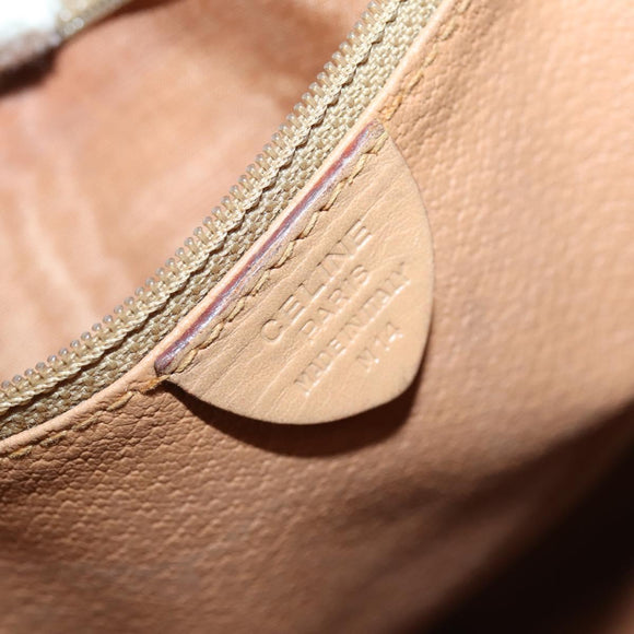 CELINE Macadam Canvas Backpack PVC Leather Brown Gold Auth 144490