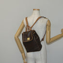 CELINE Macadam Canvas Backpack PVC Leather Brown Gold Auth 144490-24