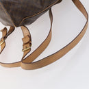 CELINE Macadam Canvas Backpack PVC Leather Brown Gold Auth 144490-8