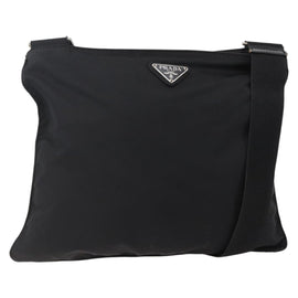 PRADA Shoulder Bag Nylon Black Silver Auth 144491