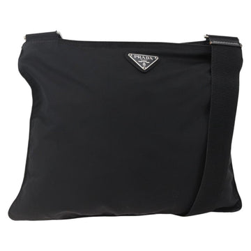 PRADA Shoulder Bag Nylon Black Silver Auth 144491
