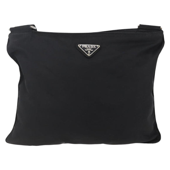 PRADA Shoulder Bag Nylon Black Silver Auth 144491