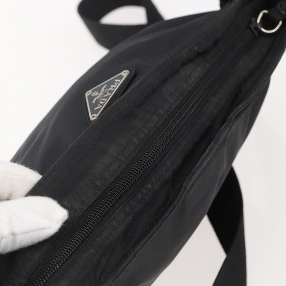 PRADA Shoulder Bag Nylon Black Silver Auth 144491