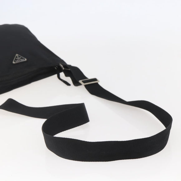 PRADA Shoulder Bag Nylon Black Silver Auth 144491