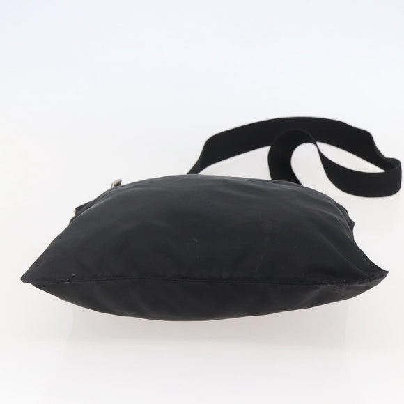 PRADA Shoulder Bag Nylon Black Silver Auth 144491