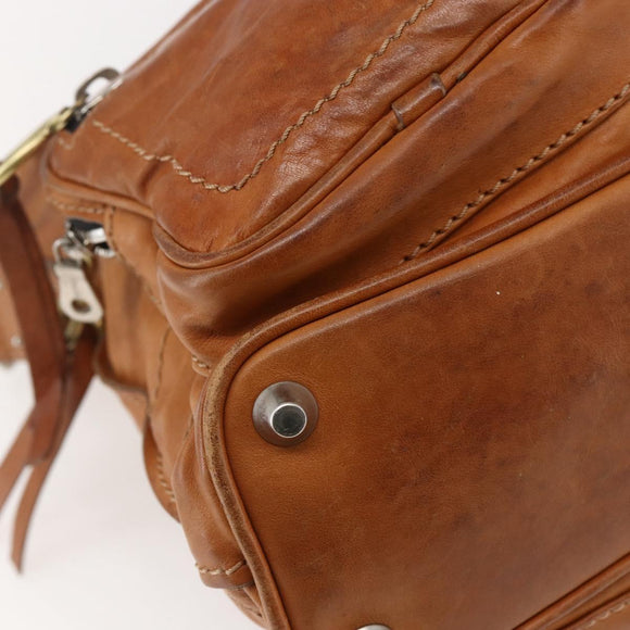 Chloe Betty Shoulder Bag Leather Brown Silver gold Auth 144492